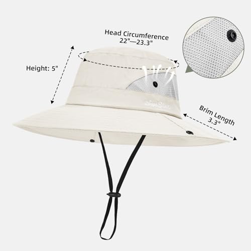 Rosoz Ponytail Sun Bucket Hats for Women UV Protection Foldable Wide Brim - color: 1 Pack-pure-beige