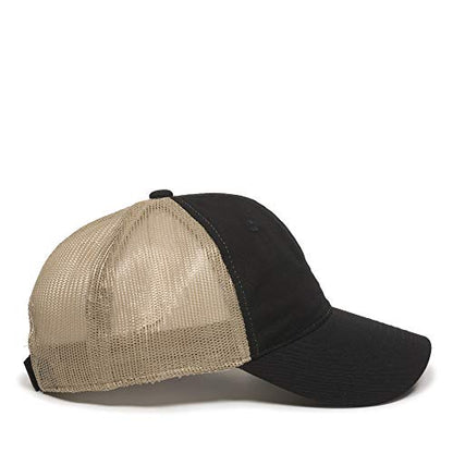 Outdoor Cap Garment Washed Meshback Cap - color: Black/Tan