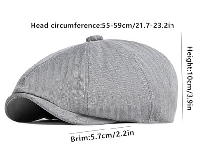 DIYDECAL Mens Newsboy Cap 8 Panel,Cotton Blend Flat Ivy Gatsby Cabbie Golf Hat - color: Light Grey