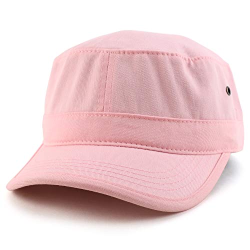 Trendy Apparel Shop 오버사이즈 XXL 플랫 탑 스타일 아미 캡 - color: 라이트 핑크
