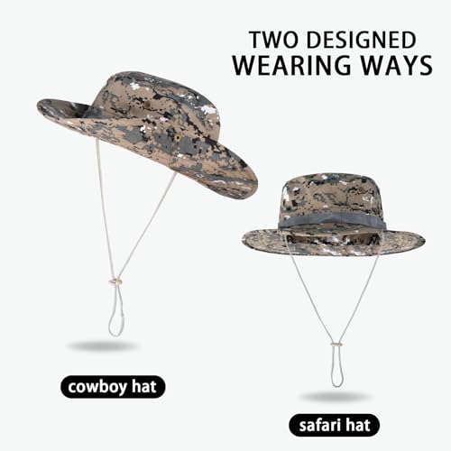 Sun Hats for Men Women Bucket Hat UPF 50+ Boonie Fishing Safari Hat - color: Gray Digital