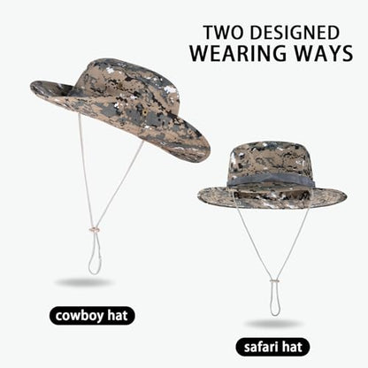 Sun Hats for Men Women Bucket Hat UPF 50+ Boonie Fishing Safari Hat - color: Gray Digital