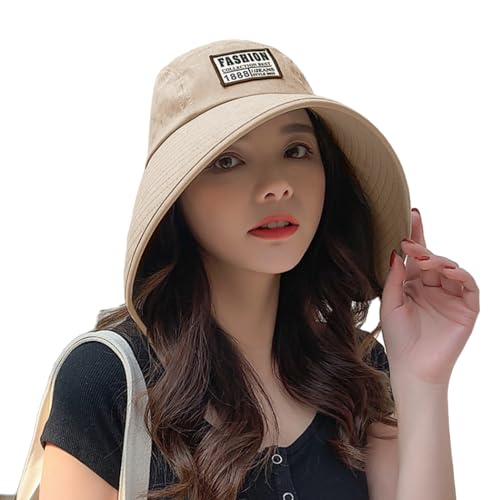 Women Floppy Sun Beach Hat Packable Wide Brim Bucket Hat UPF 50+ UV Protection Travel Beach Cap - color: Khaki