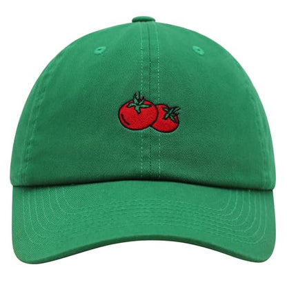 JPAK Two Tomatoes Premium Dad Hat Embroidered Cotton Baseball Cap Vegetables Embroidery - color: Kelly Green