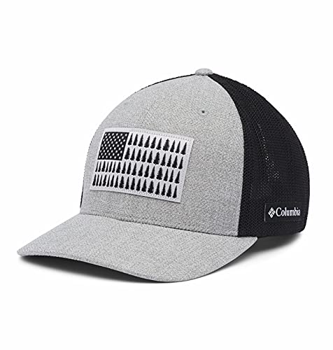 Columbia Unisex Adult PFG Logo Mesh Ball Cap - color: Columbia Grey Heather/Black, size: Small-Medium