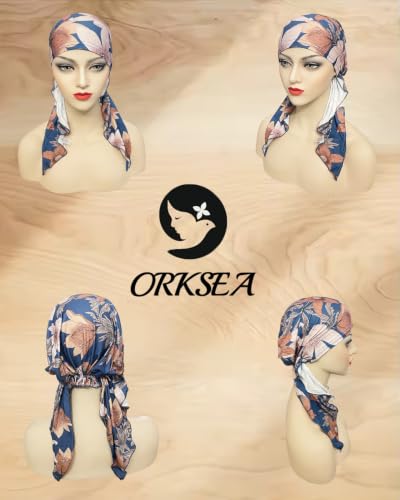 Chemo Headwear for Women Pre-Tied Head Scarf Coverings Scarves - color: Blue Pattern2