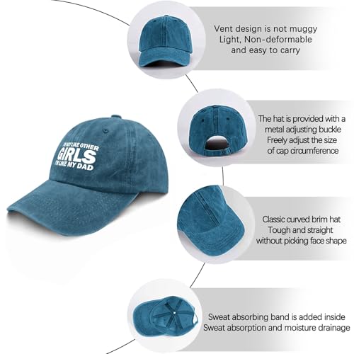 I'm NOT Like Other Girls I'm Like My DAD Cap Women Baseball Hat Adjustable Hats - color: Cyan Blue