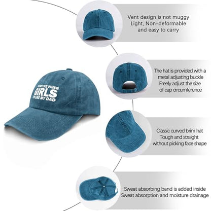 I'm NOT Like Other Girls I'm Like My DAD Cap Women Baseball Hat Adjustable Hats - color: Cyan Blue