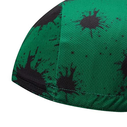 Funny Cycling Cap - Polyester Skull Cycling Hat-Under Helmet -Cartoon Cycling Helmet Liner Breathable&Sweat Uptake - color: Chun-green