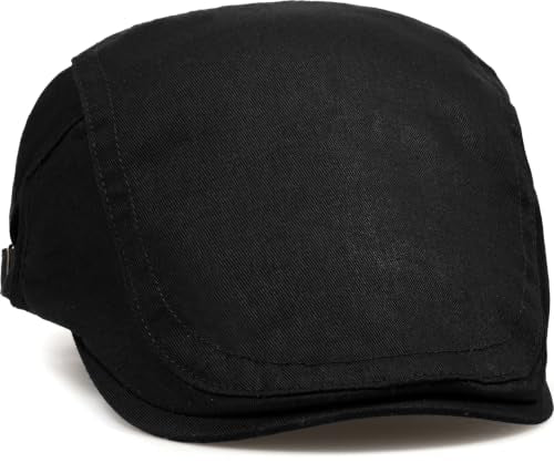 Initlove Mens Newsboy Cap Cotton Ivy Hat Beret Hats for Driving - color: B Black