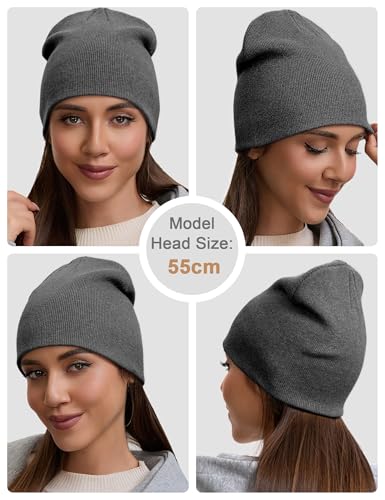 vidsel 100% Cotton Beanie Hat for Men Women, Soft Cuffless Knit Skull Cap - color: 1pc-dark Grey