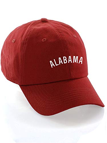Daxton USA Cities Baseball Dad Hat Cap Cotton Unstructure Low Profile Strapback - color: Alabama Red White
