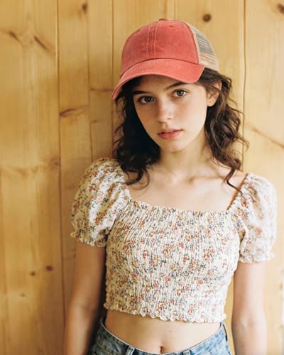 CLAPE Vintage Mesh Baseball Cap Low Profile Trucker Hat for Men Breathable Cotton Summer Cool Hat Outdoor Ball Cap - color: Zm02-urban Orange