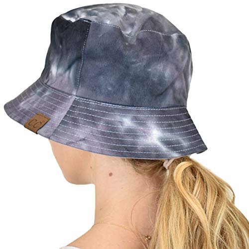 C.C Unisex 100% Cotton Packable Reversible Tie Dye Bucket Sun Hat - color: Black/Grey