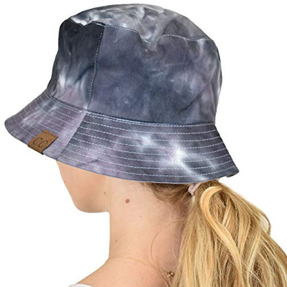 C.C Unisex 100% Cotton Packable Reversible Tie Dye Bucket Sun Hat - color: Black/Grey