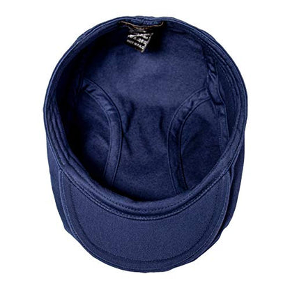 BOTVELA Men Cotton Twill Newsboy Flat Hat Fitted Cap - color: Navy, size: 7 1/8