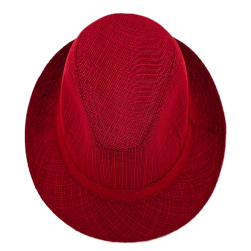 Men's 20s Trilby Fedora Short Brim Panama Hat Unisex Casual Jazz Cap - color: Red, size: Medium-Large