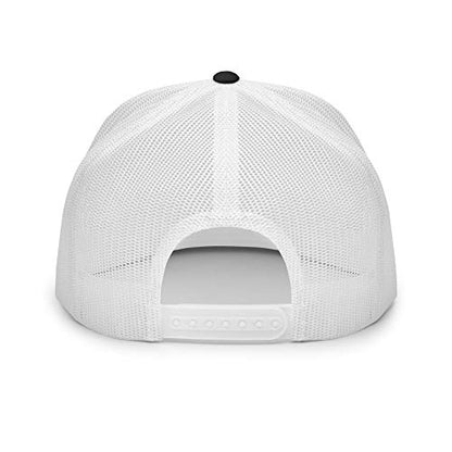 NX Motor Boatin Embroidered Flat Bill Trucker Hat High Crown Snapback Cap - color: Black/ White