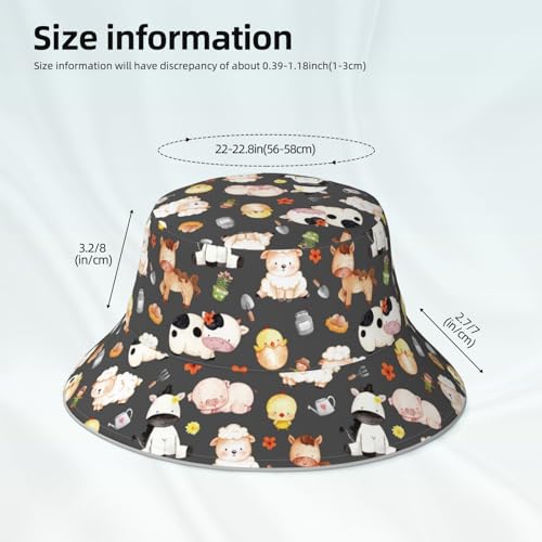 Bucket Hat for Men Women Packable Reversible Printed Summer Hats - color: Black7