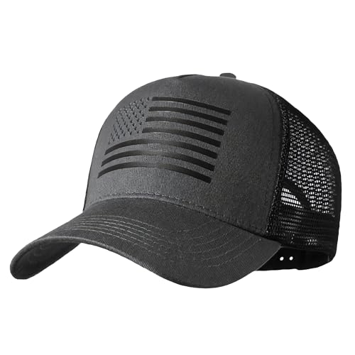 American Flag Baseball Caps Embroiderred USA Flag Patriotic Dad Hat Adjustable Trucker Hats for Men Women - color: Black Mesh American Flag