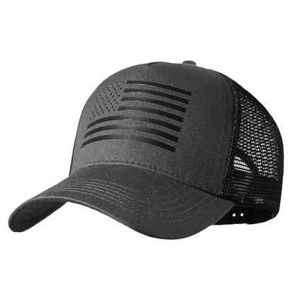 American Flag Baseball Caps Embroiderred USA Flag Patriotic Dad Hat Adjustable Trucker Hats for Men Women - color: Black Mesh American Flag