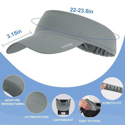 Sukeen Cooling Stretchy Sun Visor for Women Men UV Protection Cooling Hat - color: Dark Gray
