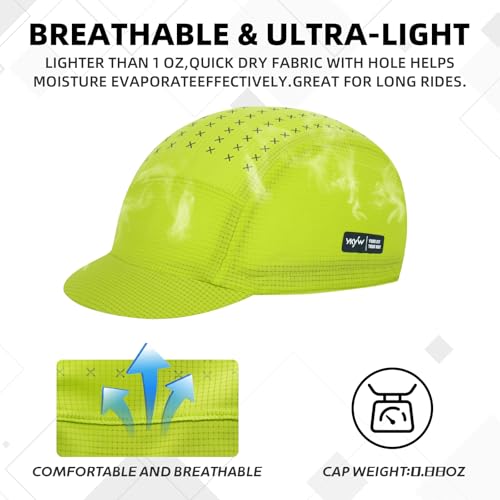 YKYWBIKE Cycling Cap for Men & Women,Sun Protection Cycling Hat Under Cycling Helmet,Cooling Helmet Liner with Sun Visor - color: Yellow