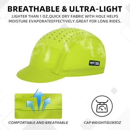 YKYWBIKE Cycling Cap for Men & Women,Sun Protection Cycling Hat Under Cycling Helmet,Cooling Helmet Liner with Sun Visor - color: Yellow