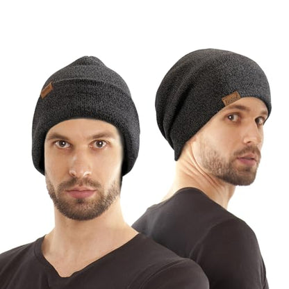 Beanie for Men Winter Thermal Cuffed Knit Hat Warm Gifts Womens Beanies - color: Charcoal Gray