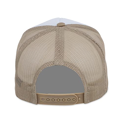 Lids Blank Basic Foam Trucker Adjustable Snapback Hat - color: White/Khaki