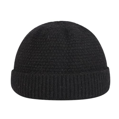 Mens Brimless Hats Adjustable Docker Cap Unisex Winter Casual Knitted Beanie Skull Caps - color: Dark Grey
