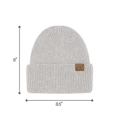C.C Fuzzy Beanie for Women Unisex - Acrylic Stretchable Soft Warm Knit Winter Skully Hat - color: Angora-lt. Grey