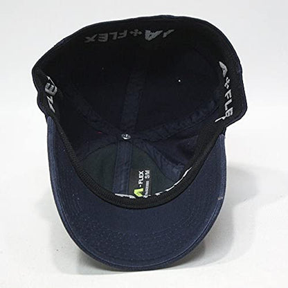 Cotton with Stretchable Polyester Air Mesh Back Flex Six Panel Baseball Cap - color: A-flex Navy, size: Small