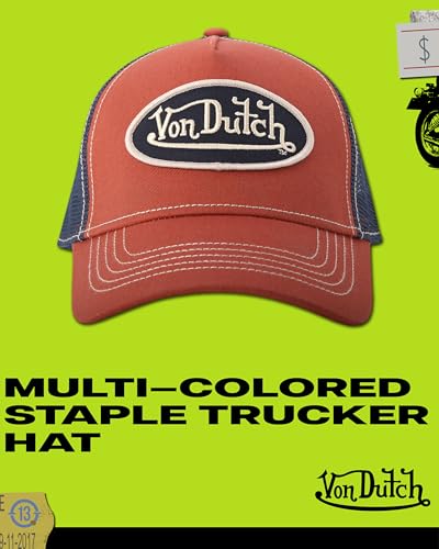 Von Dutch Unisex Trucker Hat, Colorblock, Mesh Back, Curved Bill, Snapback - color: Mahogany