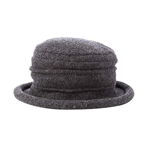 Scala Collezione Women's Boiled 100% Wool Cloche Hat - color: Charcoal