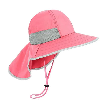 Girls Sun Hat Summer Outdoor Safari Fishing-Hat Boonie-Cap for Toddler Kids with Neck Flap for 3-12Y