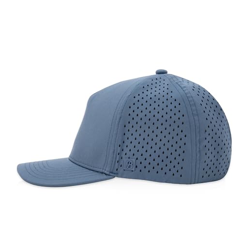 Gilbert Performance 5‑Panel Snapback Hat – Adjustable Flat Bill Cap, Breathable Mesh, Water‑Repellent Fabric, Unisex - color: Slate Blue