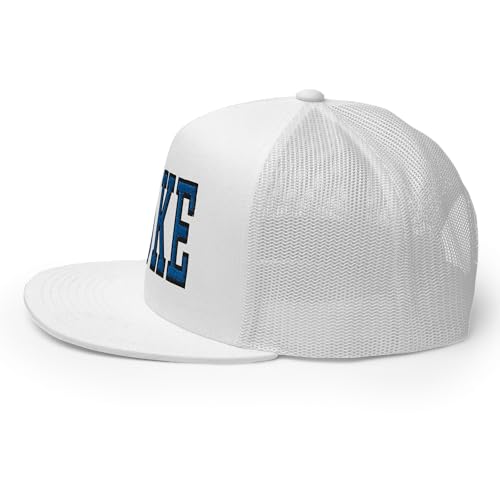 NG Duke Flat Bill Embroidered Trucker Hat High Crown Adjustable Cap - color: White