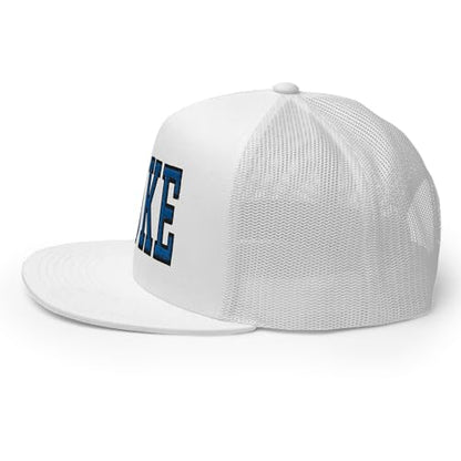 NG Duke Flat Bill Embroidered Trucker Hat High Crown Adjustable Cap - color: White