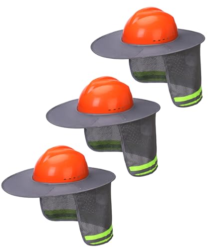 UNCO- Hard Hat Sun Shield, 3 Pack, Grey, Full & Standard Brim Mesh Sunshade High Visibility Reflective, Hard Hat Accessories - color: Grey, size: 3 Pack