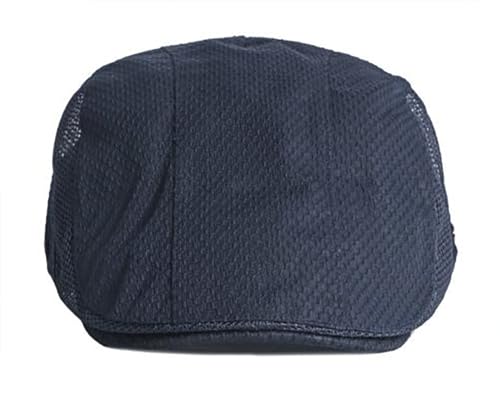Mesh Cap Breathable Summer Newsboy Hat Adjustable Beret Ivy Cap Irish Cabbie Driving Fishing Hats - color: Navy