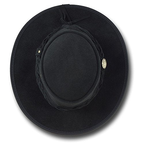 Barmah Hats Foldaway Cattle Suede Leather Hat - Item 1061 - color: Black, size: Small