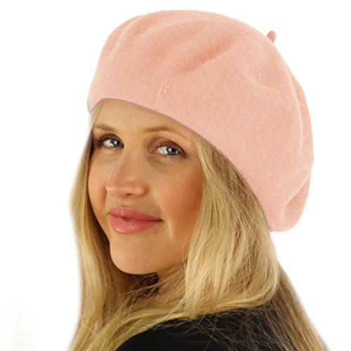 Classic Winter 100% Wool Warm French Art Basque Beret Tam Beanie Hat Cap - color: Pink
