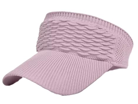 Stretch Knit Sport Visor Hat – Lightweight Breathable Sun Visor for Running, Golf, Tennis, and Outdoor Activities - color: Pink
