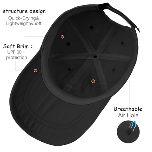 ZOORON Soft Brim Baseball Cap Low Profile Unstructured Dad Hat, Adjustable Washer Friendly Sport Hats for Golf Running - color: 1pack-black