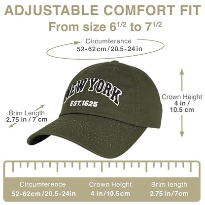 E BY ELIDAN NY Dad Hat, New York EST.1625 Cotton Baseball Cap Women & Men - color: Olive
