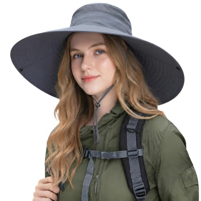 Wide Brim Sun Hat for Men Women UV Protection Bucket Fishing Hats - color: Dark Gray