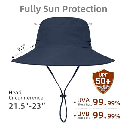 ZOORON Sun Hats for Women Men Fishing Hat UPF 50+ Wide Brim Bucket Hat - color: 1pack-navy