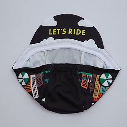Funny Cycling Cap - Polyester Skull Cycling Hat-Under Helmet -Cartoon Cycling Helmet Liner Breathable&Sweat Uptake - color: Fuu-black