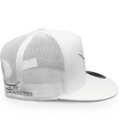 The Rancher Hat Co. Silver Bullet Western Trucker Hat - High Profile Adjustable Mesh Back Hat - color: White